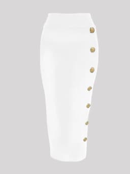 New Arrival Women Button Black Blue Red Bodycon Bandage Skirt 2024 Designer High Waist High Street Party Club Pencil Skirt 75cm