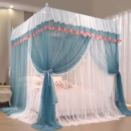 2025 New Palace Double-Layer Contrasting Mosquito Net Girl Style Encrypted Triple Door Soft Mesh Floor Bed Canopy with Folds
