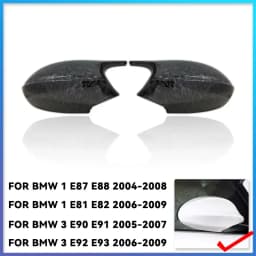 Rearview Mirror Covers for Bmw 1 3 Series E90 E91 E92 E93 E80 E81 E87 E88 Rear-View Carbon Fiber Gloss Black