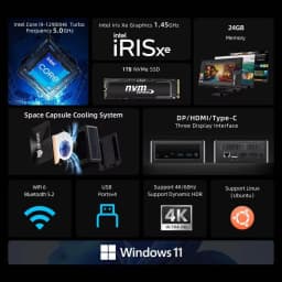 BMAX Mini PC B9 Power LPDDR5 24 GB RAM 1 TB NVMe SSD Intel Core i9 12900HK Windows 11 Supports up to 4K@60Hz