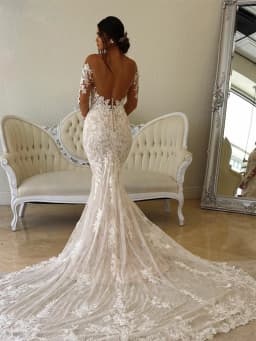 Elegant Sheer O-neck Mermaid Wedding Dresses Long Sleeves Appliques Backless Bridal Gown vestido de novia Custom Size