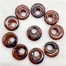 18mm Natural Gem Stone Quartz Crystal Amethyst Donut Charm Beads Pendant For Diy Jewelry Making Necklace Accessories 10pcs