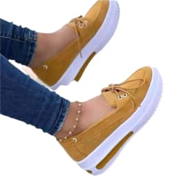 Woman Wedge Platform Sneakers Tie-Up Slip-on Flat Shoes for Daily Casual Canvas Low Top for Girls Thick Sole Breathable Casual