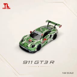 New TOP LUX TL 1:64 Scale Porsche 911 GT3 R #77 Sketchy Green Dinosaur Alloy Car Model Miniature Diecast Collection Hobby Toys