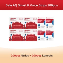 Sannuo Sinocare Safe AQ Smart ONLY Test Strips Free Lancets Needles (50/100/200/300/400) More strips more discounts