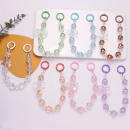 Y2K Cute Bowknot Phone Charm Strap Lanyard DIY Beaded Pendant Sweet Girl Keychain For iPhone Accessories Purse Bag Pendants