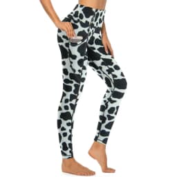 Cow Pattern Leggings Sexy Black Spots Print High Waist Yoga Pants Novelty Stretch Leggins Lady Design Running Sports Tights