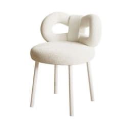 Vanity Stool With Bowknot Backrest, Living Room Bedroom Makeup Chair Adjustable Foot Pads Armless Dressing Chair Side Table Seat