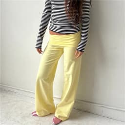 hirigin Women Wide Leg Pants Solid Fold Over Waist Casual Trousers Spring Fall Straight Leg Sweatpants Bottoms Y2K Streetwear