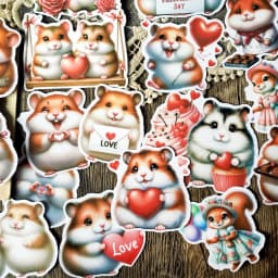 1 set Cute Kawaii Valentine's Day Hamster Stickers Decal For Phone Car Case Laptop Album Diary Backpack Stickers stationary