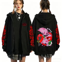 Hazbin Hotel 2026 New Anime 2D Print Hoodie Fun Style Men's and Women's Zip-up Sweatshirt