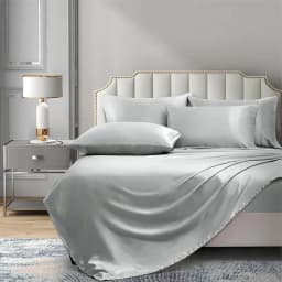 Mulberry Silk Bed Sheet Set with Fitted Sheet Flat Sheets Pillowcase Luxury Solid Color Bedding Sets Wrinkle-Free Antiallergic