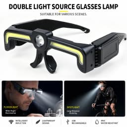 New Induction COB LED Glasses Headlight Rechargeable TYPE-C Waterproof Lightweight Work Lamp for Car Maintenance Repair
