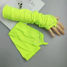 Sexy Lace Gloves Latin Stage Dance Stage Performance Arm Sleeves Female Mesh Flash Drilling Rhinestone Half Finger Gloves S155