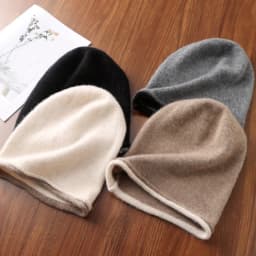 Winter Hat Regardless of Gender 100% Merino Wool Knitted 2024 New Women's Soft Warm Bean Hat Fashion Outdoor Curly-brimmed Hat
