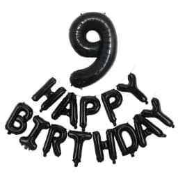 Black 32-Inch Number 1-30 Balloons and 16-Inch 'Happy Birthday' Letter Foil Balloons Set Birthday Party Decoration Supplies