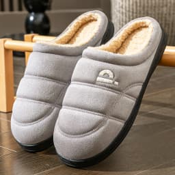 Suede Platform Slippers for men TPR Sole Memory Foam Warm Soft Cushion Non slip Stripe Design Comfortable Indoor House Shoes
