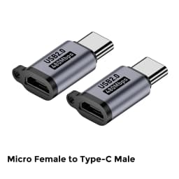 Type C Female to Mini USB Male Adapter Micro USB to USB C Adapter 480Mbps Data Transfer Fast Charging Converter for Phone
