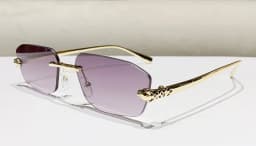 Classic Frameless Small Frame Fashion Sunglasses Metal Polygonal Cheetah Sunglasses High-End Luxury Retro Sunglasses Women UV400