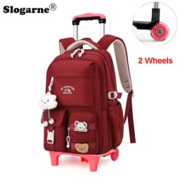 2026 Children Wheeled Backpack Students Schoolbag Rolling Backpacks Bag Kids School Trolley Bookbag Girls School Bag with Wheels