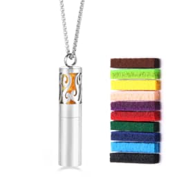 Cylindrical Aromatherapy Essential Oil Diffuser Necklace Storage Bottle Stainless Steel Pendant Fashion Perfume Lockets Jewelry