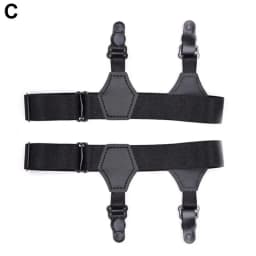 A Pair Men's Black Sock Garters Belt Adjustable Elastic Sock Suspenders Braces Holders Non-slip Duck-Mouth Clips Hold Up