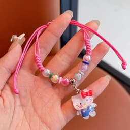 Cute KT Cat Kumi Adjustable Hand Woven Polyester Cartoon Character Charm Rope, Gifts, Festivals, Parties, Travel Rewards