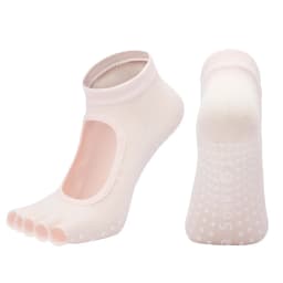 Women Backless Five Toe Yoga Socks Non-Slip Cotton Ladies Dance Ballet Socks Open Half Breathable Fitness Sport Sock for Pilates