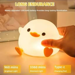Do Duck Night Light, Silicone Squishy Nursery Bedside Lamp, USB Rechargeable Touch Table Lamps for Bedrooms, Living Room Decor