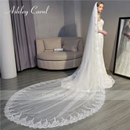 Ashley Carol Customized Wedding Veils With Comb Lace custom made length Cathedral Wedding Veil Wedding Accessories