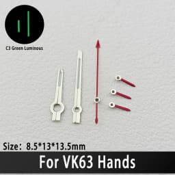 VK63 Hands High Quality VK63 Watch Hands Racing Hands C3 Green Luminous Watch Hands VK 63 Quartz Movement Men's Watches Parts