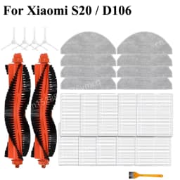 Compatible For Xiaomi Robot Vacuum S20 / D106 Parts Main Side Brush Hepa Filter Mop Cloth Dust Bag Replacement Spare Accessories