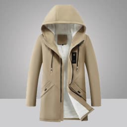 Mens Cotton Windproof Solid Color Coats Parkas Jackets for Men Long Hooded Coat Winter New Warm Thick Fleece Parkas Jacket