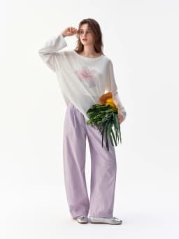 DUSHU 2026 Fall New Arrival Women‘s Polka Dot Barrel Leg Pants, High Waist Turned-Down Waistband Trousers for Casual Chic Style