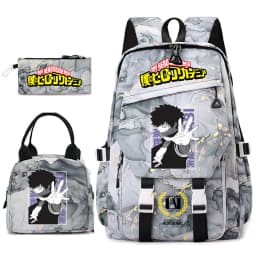 My Hero Academia Anime Print School Backpack Set for Girls Casual Lightweight Student Bookbag with Lunch Bag Pencil Case