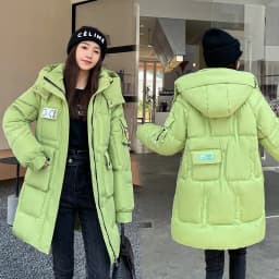 Loose Fit Mid-Length Thickened down Cotton Jacket Women's Korean Style College Windbreaker Autumn Winter Coat Lobeensind