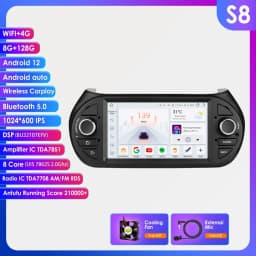 7" Ossuret Android Auto Car Radio for Fiat Fiorino Qubo Peugeot Bipper Citroen Nemo Multimedia Navi GPS RDS DSP CarPlay BT 4G