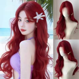 OLACARE Long Body Wave Black Brown Purple Cosplay Wigs Heat Resistant Synthetic Wigs Middle Part Natural Lolita LM Wigs Women