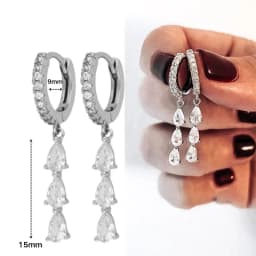925 Sterling Silver Ear Needle Crystal Zircon Tassel Pendant Hoop Earrings Retro Small Fragrance Style High Jewelry Women Gifts
