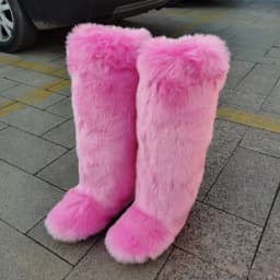 New Woman Boots High Boots Over-the-knee Fur Snow Boots Women's Fashion Warm Wool-like Boots Plus Velvet Padded Winter Boots