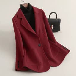 Women's Suit Collar Double-sided Cashmere Wool Coat 2024 Fall Winter Chic Ladies Single Button Loose 100% Woolen Blazer Jackets