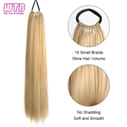 WTB Synthetic Braided Wig 24 Inch Corn Perm Curly Hair Ponytail Braided Wig Daily Wear Curly Ponytail