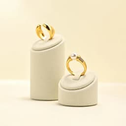 WoodTen 3PCS Set Rings Display Rack Jewelry Display Stand Microfiber Pearl Ring Jade Earring Counter Display Stand Ring Holder