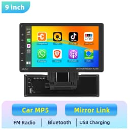 Podofo 9'' 1DIN Carplay Car Radio Android Auto D-Play Mirror Link BT FM Radio Receiver Support TF/USB Steering Wheel Control