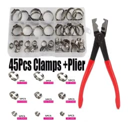 130/80/45PCs Stainless Steel Ear Stepless Clamp Worm Drive Fuel Water Hose Pipe Clamps Clips 1PC Hose Clip Clamp Pliers