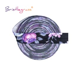 BRISTLEGRASS 2 5 10 Yard 5/8" 15mm Rainbow Rose Flower Floral Print Fold Over Elastic FOE Spandex Band Tape Hair Tie Sewing Trim