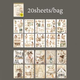 Mr Paper 20pcs Cafe Story Series Coffee Theme Sticker Book DIY Handbook Collage Calendar Diary Notebook Phone Case Scrapbook