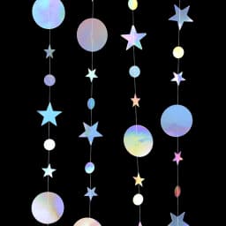 Laser Mirror Paper Star Dot Garland for Wedding Kids 1st Mermaid Birthday Party Decoration Baby Shower Christmas Hanging Banner