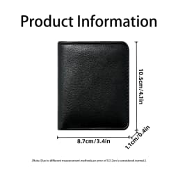 Men's Genuine Leather Slim Bifold Wallet, 3 Card Slots, ID Window, 2 Cash Compartments, Lightweight Business Short Wallet