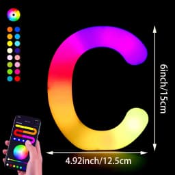 1PC Smart LED Letter Light - DIY RGB Marquee App Control Music Sync Indoor Sign Game Holiday Party Wedding Graduation Season A-Z